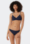 Set composto da bikini con ferretto, spalline variabili e mini slip con design a coste, blu scuro - Underwater