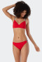 Set di bikini con ferretto, spalline regolabili, mini slip, design a coste, rosso - Underwater