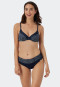 Underwire bikini adjustable straps midi bottoms dark blue patterned - Sea Blossom