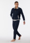 Lounge suit interlock stand-up collar zipper cuffs midnight blue - Warming Nightwear