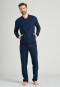 Pyjama d'intérieur à manches longues rayures bleu nuit - Warming Nightwear