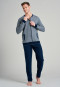 Hausanzug lang Sweatware Bündchen Ringel grau-meliert - Warming Nightwear
