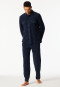 Shirt long-sleeve velour chest pockets midnight blue - Mix+Relax