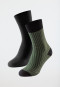 Herrensocken 2er-Pack Pima Baumwolle uni gemustert dunkelbraun/grün - Long Life Cool
