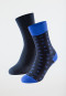 Men's socks 2-pack Pima cotton solid patterned midnight blue/royal blue - Long Life Cool