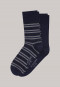 Herrensocken 2er-Pack Ringel navy  - Extrafein