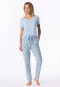 Pants long cuffs flowers leopards light blue - Mix+Relax