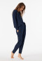 Pantalon long interlock coton bio bords-côtes bleu nuit - Mix+Relax