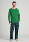 Pants long woven fabric button placket green checked - Mix + Relax
