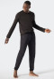 Pantaloni lounge lunghi con polsini, fine interlock, fantasia, marrone scuro - Mix+Relax