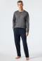 Pantaloni lounge lunghi in pile con motivo decorativo a quadri in tonalità blu scuro/grigio - Mix+Relax