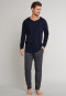 long lounge pants jersey dark gray and white check - Mix & Relax Cotton