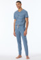 Loungehose lang Organic Cotton Bündchen Streifen blau meliert - Mix+Relax