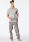 Loungehose lang Webware Organic Cotton Karos braungrau - Mix+Relax