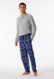 Pantalon d'intérieur long matière tissée coton bio, carreaux bleu nuit - Mix+Relax