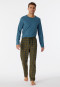 Lounge pants long woven fabric organic cotton check olive - Mix & Relax