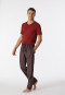 Lounge pants long woven fabric organic cotton stripes anthracite - Mix & Relax