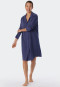 Camicia da notte a maniche lunghe con collo a revers, tessuto Interlock, abbottonatura, blu - Comfort Fit