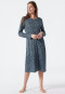 Long-sleeved sleep shirt interlock lapel collar button placket floral print dark blue - Classic Comfort Fit