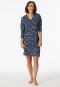Nachthemd lange mouwen biologisch katoen knoopsluiting bloemenprint nachtblauw - Comfort Nightwear