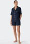 Pajamas short cotton woven satin button placket piping dark blue - selected! premium inspiration