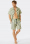 Pajamas short woven fabric button placket striped yellow / blue - Pyjama Story