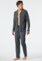 Pyjama lang Feininterlock Paspeln gemustert dunkelblau - Fine Interlock