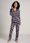 Pyjama lang interlock knoopsluiting bloemenprint donkerblauw - Feminine Floral Comfort Fit