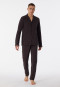 Pyjama lang interlock knoopsluiting geruit antraciet - Fine Interlock
