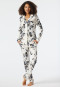 Pyjama lange interlock reverskraag biezen bloemenprint gebroken wit- Contemporary Nightwear