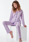 Lange pyjama biologisch katoen knoopsluiting hartjes lila - Pyjama Story