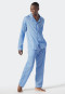 Pyjama lang Websatin Knopfleiste gemustert hellblau - selected! premium inspiration