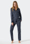 Pyjama lang geweven satijnen reverskraag strepen blauw - Selected! premium inspiratie