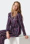 Pajamas long woven satin lapel collar stripes lilac - selected! premium inspiration