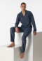 Pyjama lang geweven stof biologisch katoen knoopsluiting, gestreept nachtblauw - selected! premium