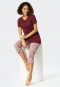 Pyjama 3/4 interlock encolure en v patte de boutonnage prune - Feminine Floral Comfort Fit