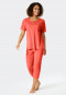 Driekwart pyjama Tencel A-lijn knoopsluiting stippen koraal  Minimal Comfort Fit