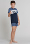 Schlafanzug kurz Colour Blocking jeansblau - Blue Emotion