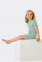Pajamas short fine rib organic cotton daisies heather green - Natural Love