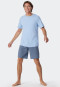 Pyjama court interlock bleu air imprimé - Fine Interlock