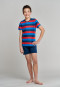 Pyjama court jersey encolure arrondie larges rayures multicolore - Surfer Style