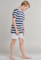 pajamas short jersey crew neck block stripes midnight blue - City Wanderer