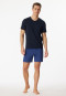 Pajamas short modal V-neck stripes midnight blue - Long Life Soft