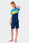 Short pajamas organic cotton block stripes blue - Siesta Digital