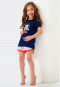 Short pajamas organic cotton dogs hearts dark blue - Girls World