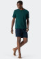 Pyjama kort biologisch katoen knoopsluiting bladeren donkergroen - Fashion Nightwear