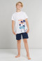 Pyjama court coton bio palmiers blanc - Beach Life