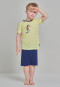 Pyjama court en coton bio rayé avec singes et ballon de foot jaune / bleu foncé - Boys World