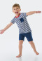 Pigiama corto, cotone biologico, taschino sul petto, a righe, blu scuro - Boys World