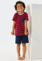 Pajamas short organic cotton striped chest pocket red - Boys World